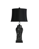 DORNE ANTIQUE BLACK CUT COMPLETE LAMP w/HARP - OL97976BK