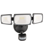 Onyx Triple Head LED Security Flood Light With PIR Sensor-MXD6923BLK-SEN