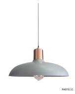 PENDANT ES 40W HAL Matte GREY DOME with Copper Lampholder Cover PASTEL11 Cla Lighting