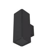 Piper 240V E27 Up/Down Square Wall Pillar Light Black - 49226	