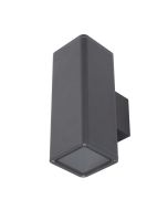 Piper 240V E27 Up/Down Square Wall Pillar Light Dark Grey - 49230	