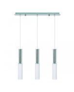 Modern 3 Drop Glass Pendant Satin Chrome, White 35W QH2123-3 Superlux