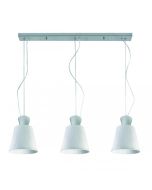 3 Light Ribbed Glass Pendant White, Chrome 40W QH2149-3S Superlux