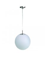 Medium Round Globe Pendant Chrome, White 100W QH290 Superlux