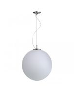 Large Round Globe Pendant Chrome, White 100W QH400 Superlux