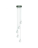 5 Light Drop Sphere Shade Pendant White, Satin Chrome 5x40W QH4365 Superlux