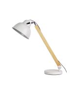 STEAM TABLE LAMP White Mid-century Task Lamp Timber and Metal - SL98788WH