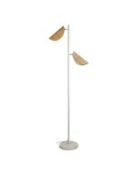 MALTA TWIN FLOOR LAMP WHITE w/ RATTAN SHADES SL98843WH