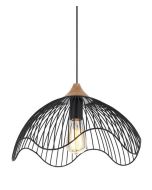 PENDENT ES 60W BLK IRON + WOOD SPIAGGIA1 Cla Lighting