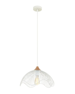 PENDENT ES 60W WHT IRON + WOOD SPIAGGIA2 Cla Lighting