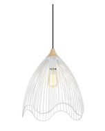 PENDENT ES 60W WHT IRON + WOOD SPIAGGIA4 Cla Lighting