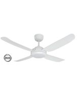 SPIN1204WH-L 1220mm Glass Fibre Composite 4 Blade Ceiling Fan with True Spin Technology™ motor and Tri Colour Dimmable LED Light included. SPIN1204WH-L