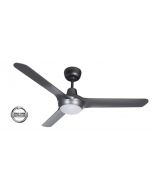 SPYDA - 50"/1250mm Fully Moulded PC Composite 3 Blade Ceiling Fan in Titanium with  Tri Colour Step Dimmable LED Light NW,WW,CW - Indoor/Outdoor/Coastal - SPY1253TI-L