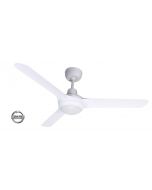 SPYDA - 50"/1250mm Fully Moulded PC Composite 3 Blade Ceiling Fan in Satin White with Tri Colour Step Dimmable LED Light NW,WW,CW - Indoor/Outdoor/Coastal - SPY1253WH-L