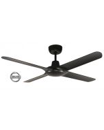 SPYDA - 50"/1250mm Fully Moulded PC Composite 4 Blade Ceiling Fan in Matte Black - Indoor/Outdoor/Coastal (not light adaptable)  - SPY1254BL