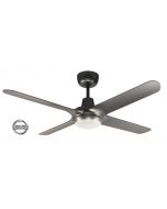 SPYDA - 50"/1250mm Fully Moulded PC Composite 4 Blade Ceiling Fan in Titanium with Tri Colour Step Dimmable LED Light NW,WW,CW - Indoor/Outdoor/Coastal - SPY1254TI-L