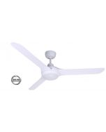 SPYDA - 56"/1400mm Fully Moulded PC Composite 3 Blade Ceiling Fan in Satin White with Tri Colour Step Dimmable LED Light NW,WW,CW - Indoor/Outdoor/Coastal - SPY1423WH-L