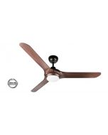 SPYDA - 56"/1400mm Fully Moulded PC Composite 3 Blade Ceiling Fan in Walnut with Tri Colour Step Dimmable LED Light NW,WW,CW - Indoor/Outdoor/Coastal - SPY1423WN-L