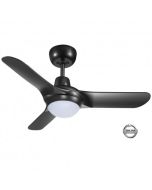 Spyda 900mm Fully Moulded Polycarbonate Composite 3 Blade Ceiling Fan True Spin Technology motor 20 watt Tri colour dimmable LED light SPY903BL-L