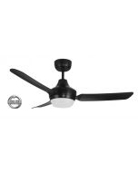 STANZA - 48"/1220mm Glass Fibre Composite 3 Blade Ceiling Fan with 2x B22 Lamp Holder - Black - Indoor/Covered Outdoor  - STA1203BL-L