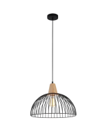 Iron and Wood Dome Cage Pendant Lights STRAND1