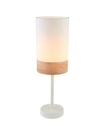 TAMBURA White Cloth Shade With Blonde Wood Trim Small Table Lamp - TAMBURA07TL