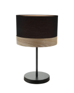 TAMBURA Black Cloth Shade With Blonde Wood Trim Medium Table Lamp - TAMBURA10TL