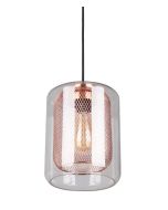 PENDANT ES 40W Copper Mesh Internal / CLR Glass Oblong TONO2 Cla lighting