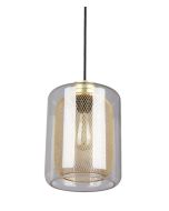 PENDANT ES 40W Brass Mesh Internal / CLR Glass External Oblong TONO3 Cla Lighting