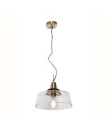 Toronto 1Light Pendant Large E27 40W Brushed Brass/Dark Timber (MG6731L) LAST ONE