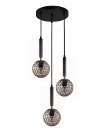 Interior Smokey Black Spherical Glass Pendant 3 Lights TRATTINO2X3R