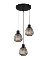 TULIP Wine Glass Ribbed Multiple Round Base Pendant Lights Black Smoke TULIP2X3R