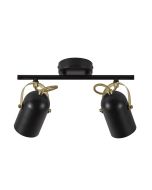 Lotus 2 light Spot bar Metal, Plastic Black/Brass - 50110103