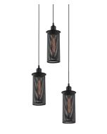 CLA LIGHTING VENETO SERIES PENDENT  3*ES 60W BLK IRON VENETO1X3BK