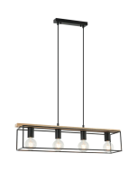 VIRUN Interior Rectangular Frame Wood with Black Hardware Pendant Light VIRUN1