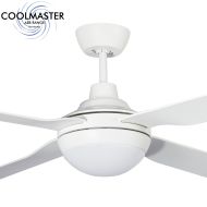 Discovery II 1320mm 4 Blade ABS Ceiling Fan with 15w Tricolour LED Light White
