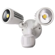 White Fortress II 30W Tricolour LED Double Exterior Security Light With PIR Sensor - MLXF3452WS