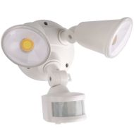 Defender Double Spot LED Outdoor Flood Light 2 x 10w Tricolour Sensor White - MLXD3452WS