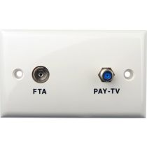 Wallplate Single F Type 3GHz Barrel & Pal Connections