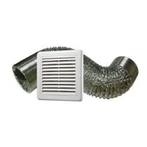 100mm Duct Kit including Aluminium Ducting and Fixed Exterior Grille In-built bug mesh filter V100DKIT