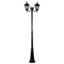 Chester Twin Head Curved Arm Tall Post Light Black - 15051