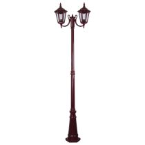 Chester Twin Head Curved Arm Tall Post Light Burgundy - 15052	