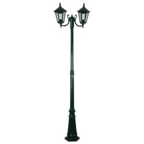 Chester Twin Head Curved Arm Tall Post Light Green - 15053	