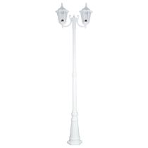 Chester Twin Head Curved Arm Tall Post Light White - 15055