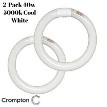 2 Pack 40w T9 Triphosphor Circular Fluorescent Tubes Lamps 5000k Cool White -16078