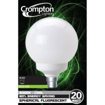 Crompton CFG20 Spherical Compact Fluorescent Lamp 20W Bayonet Cap - 25527