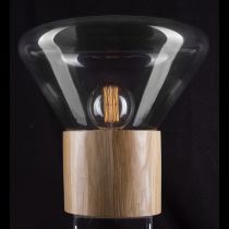 COPENHAGEN GLASS DOME TABLE LAMP (18980/07) TIMBER/CLEAR BRILLIANT LIGHTING