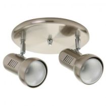 Two Light Surface Mounted Incandescent Round Plate Spotlight (Fully Adjustable, Metal Construction, Satin Chrome) - 22388