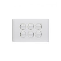 Leopard Switch Horizontal 6 Gang 16AX/20A 250V (LESW6G) GSM
