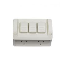 Hippo Double Outdoor Power Point With Extra Switch IP54 10A (HPPPSW2G) GSM